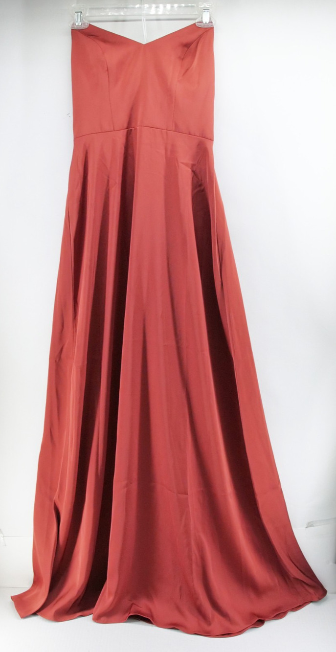 AZAZIE Mei Stretch Satin Dress US‎ size A2 Terracotta Red
